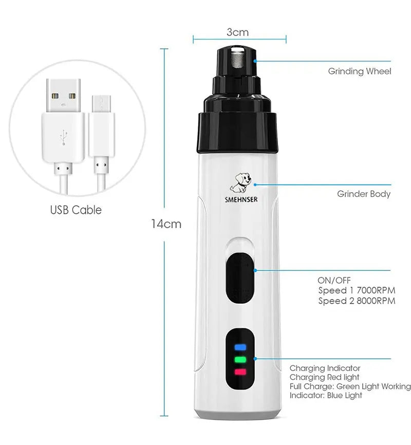 USB Rechargeable Pet Nail Grinder