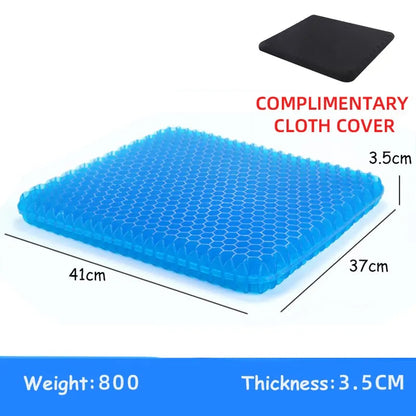 Gel Seat Cushion - Breathable Honeycomb Design For Pressure Relief Back Tailbone Pain