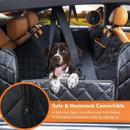 Dog Car Seat Cover for Back Seat - 100% Waterproof Car Hammock with Visual Mesh Window and Side Zipper