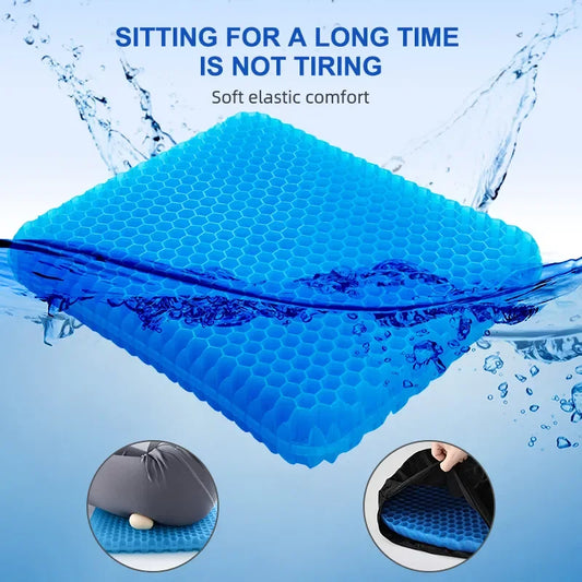 Gel Seat Cushion - Breathable Honeycomb Design For Pressure Relief Back Tailbone Pain