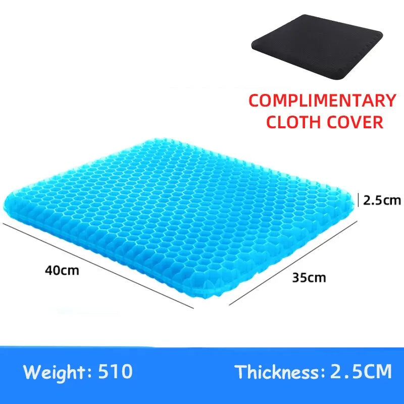 Gel Seat Cushion - Breathable Honeycomb Design For Pressure Relief Back Tailbone Pain